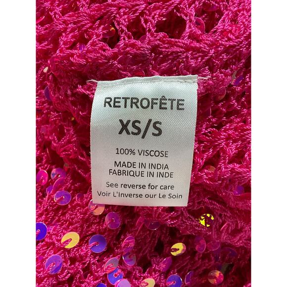 Retrofete 'Massie' Pink Halterneck Crochet Sequin Embellished Dress Size XS - Picture 5 of 5